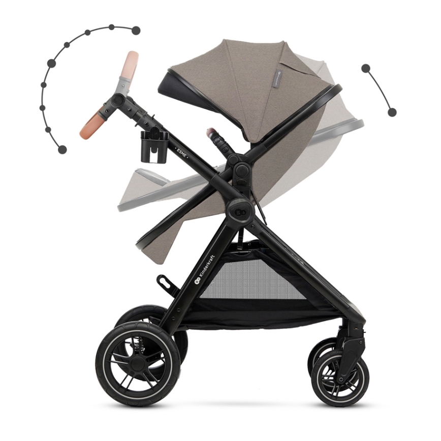 KINDERKRAFT - Kombinovaný kočárek 3v1 ESME Sand beige + autosedačka MINK PRO