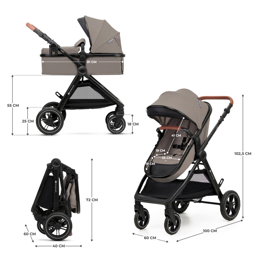 KINDERKRAFT - Kombinovaný kočárek 3v1 ESME Sand beige + autosedačka MINK PRO