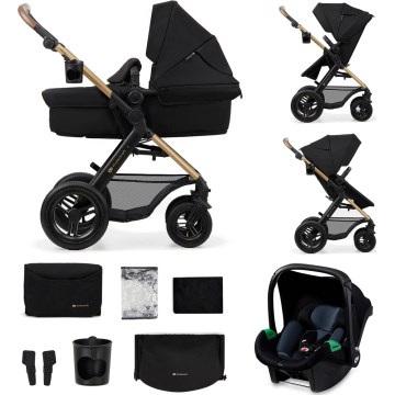 KINDERKRAFT - Kombinovaný kočárek 3v1 MOOV 2 AIR Pure black + autosedačka MINK PRO