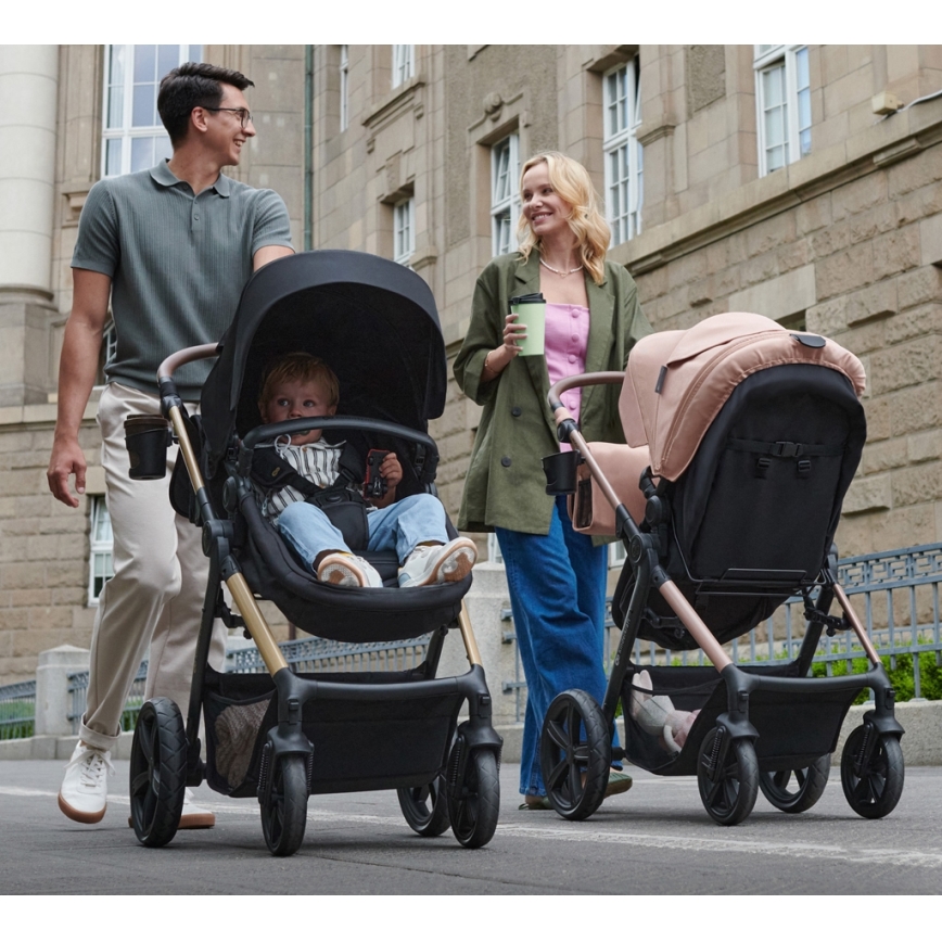 KINDERKRAFT - Kombinovaný kočárek 3v1 MOOV 2 AIR Pure black + autosedačka MINK PRO
