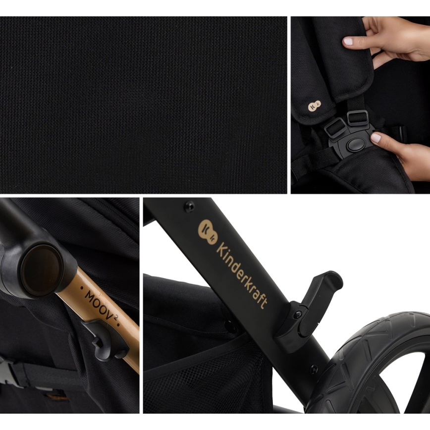 KINDERKRAFT - Kombinovaný kočárek 3v1 MOOV 2 AIR Pure black + autosedačka MINK PRO