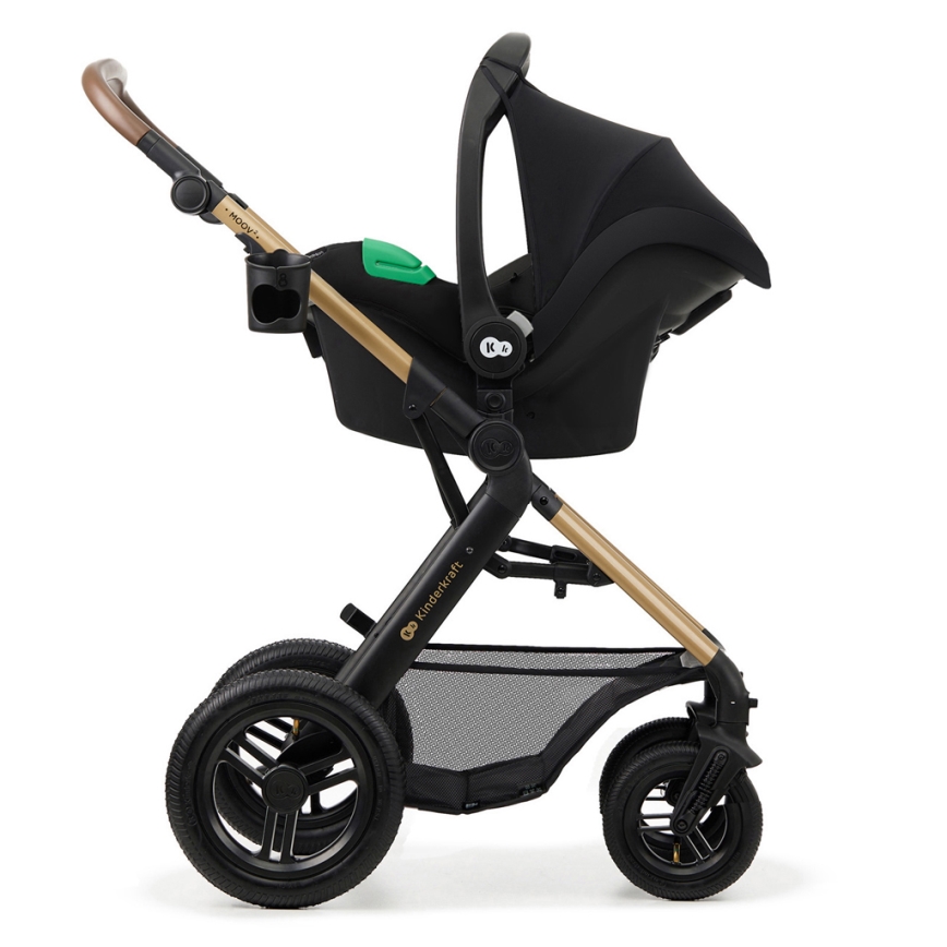 KINDERKRAFT - Kombinovaný kočárek 3v1 MOOV 2 AIR Pure black + autosedačka MINK PRO