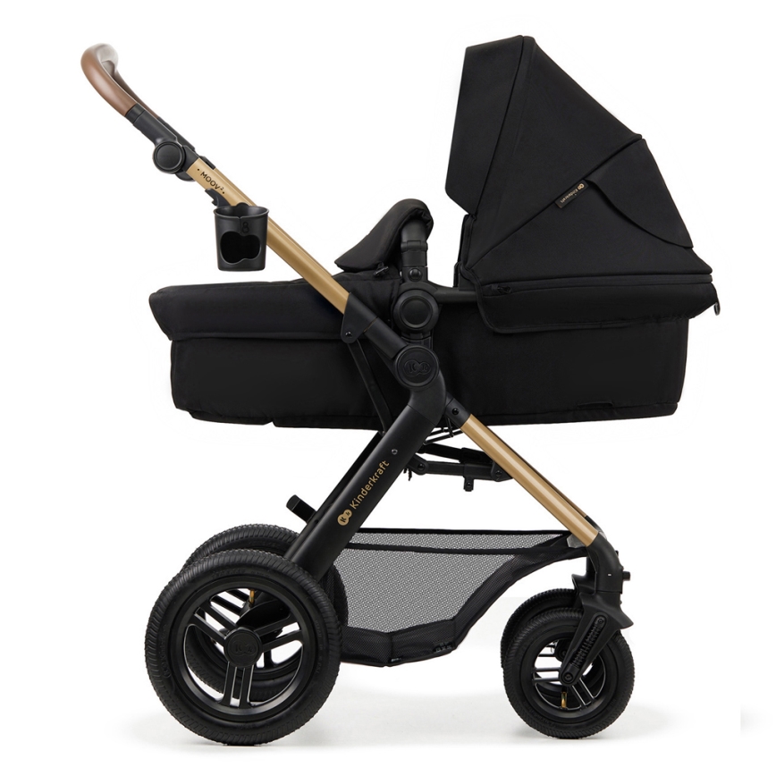 KINDERKRAFT - Kombinovaný kočárek 3v1 MOOV 2 AIR Pure black + autosedačka MINK PRO
