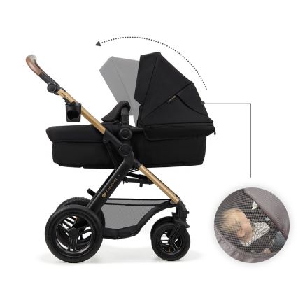 KINDERKRAFT - Kombinovaný kočárek 3v1 MOOV 2 AIR Pure black + autosedačka MINK PRO
