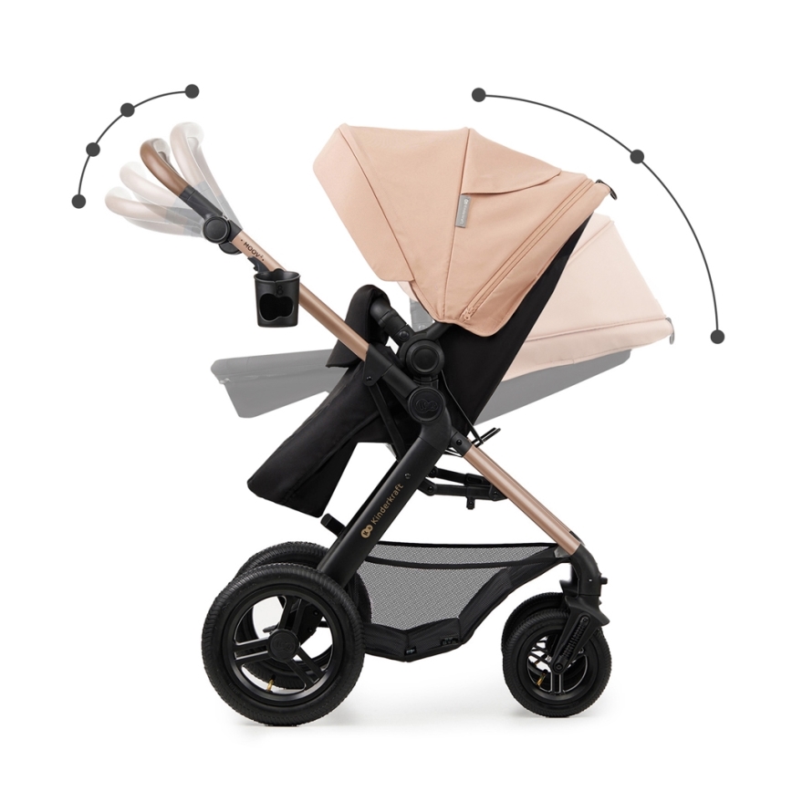 KINDERKRAFT - Kombinovaný kočárek 3v1 MOOV 2 AIR Sand beige + autosedačka MINK PRO