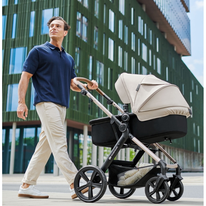 KINDERKRAFT - Kombinovaný kočárek 3v1 MOOV 2 Moonlight grey + autosedačka MINK PRO