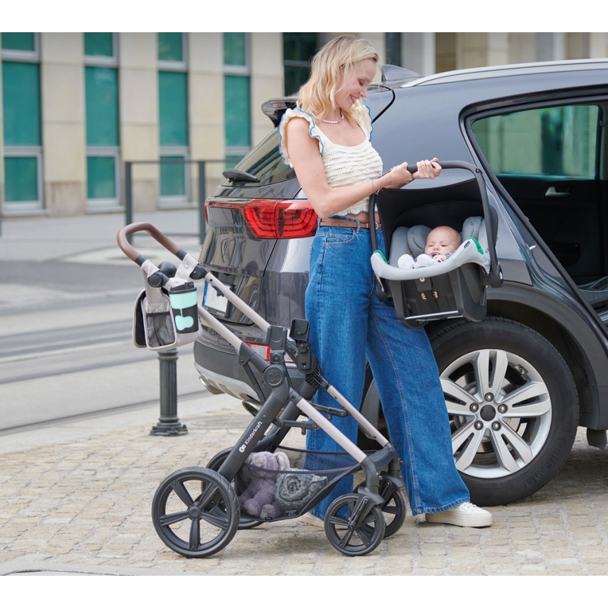 KINDERKRAFT - Kombinovaný kočárek 3v1 MOOV 2 Moonlight grey + autosedačka MINK PRO