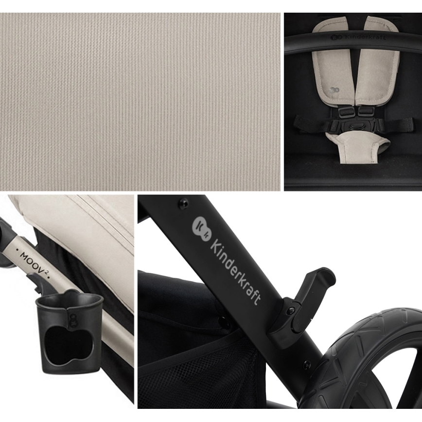 KINDERKRAFT - Kombinovaný kočárek 3v1 MOOV 2 Moonlight grey + autosedačka MINK PRO