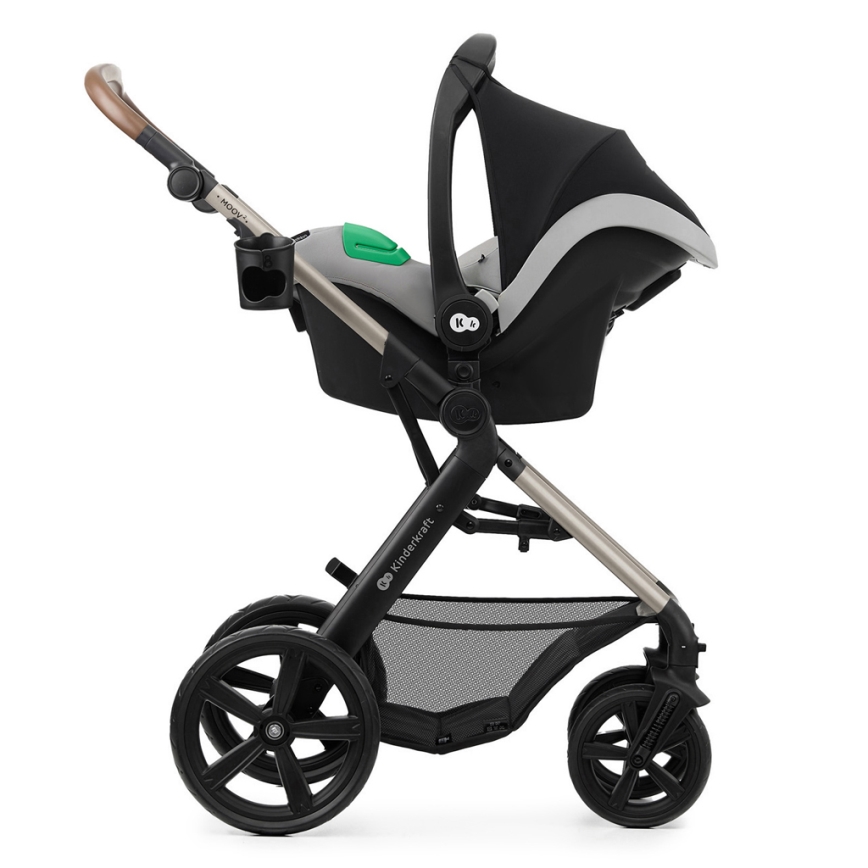 KINDERKRAFT - Kombinovaný kočárek 3v1 MOOV 2 Moonlight grey + autosedačka MINK PRO
