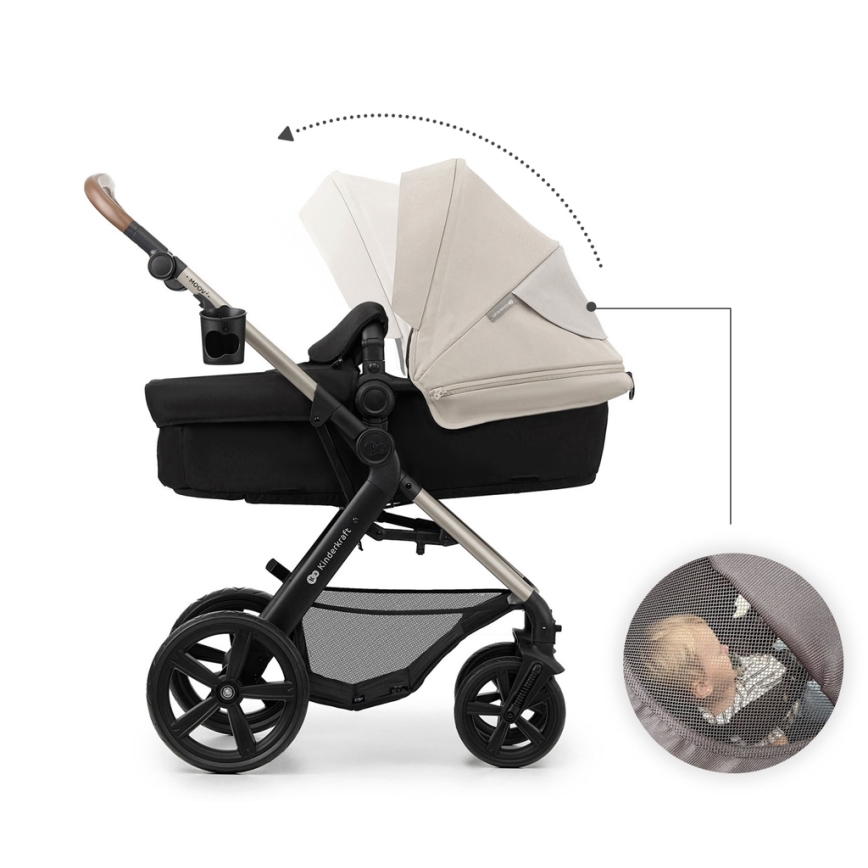 KINDERKRAFT - Kombinovaný kočárek 3v1 MOOV 2 Moonlight grey + autosedačka MINK PRO