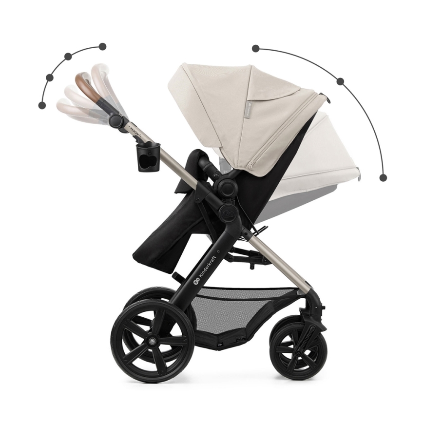 KINDERKRAFT - Kombinovaný kočárek 3v1 MOOV 2 Moonlight grey + autosedačka MINK PRO