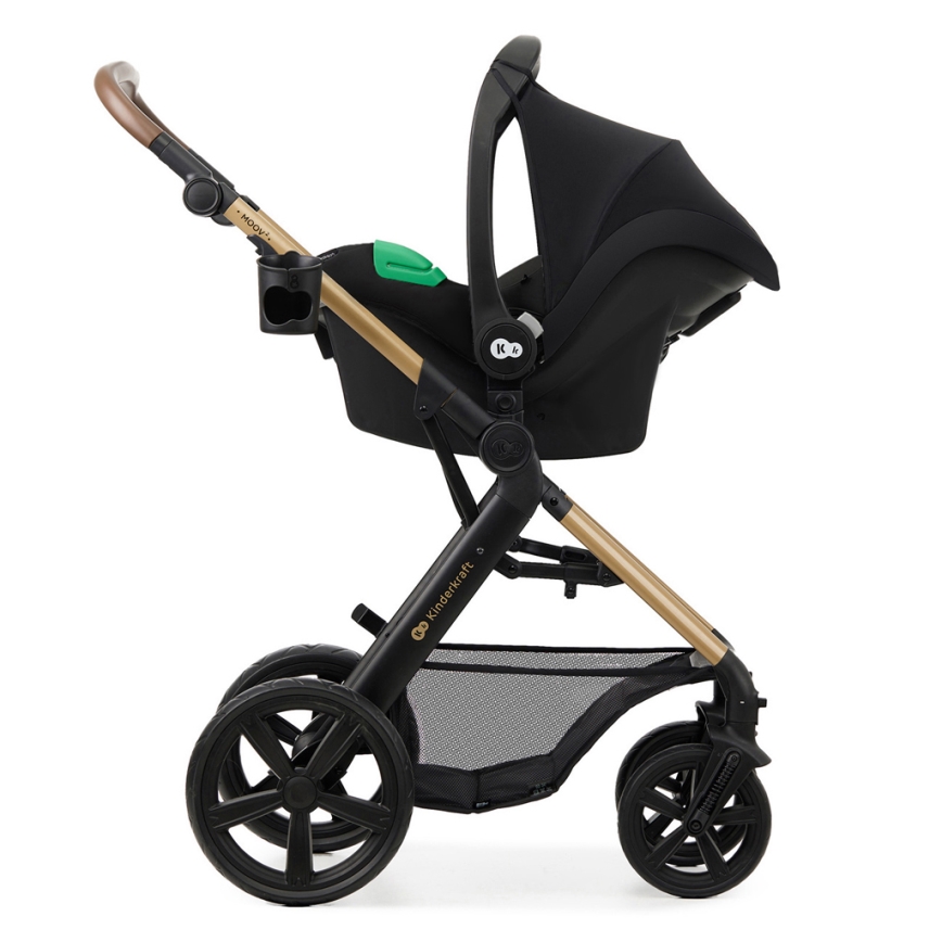 KINDERKRAFT - Kombinovaný kočárek 3v1 MOOV 2 Pure black + autosedačka MINK PRO