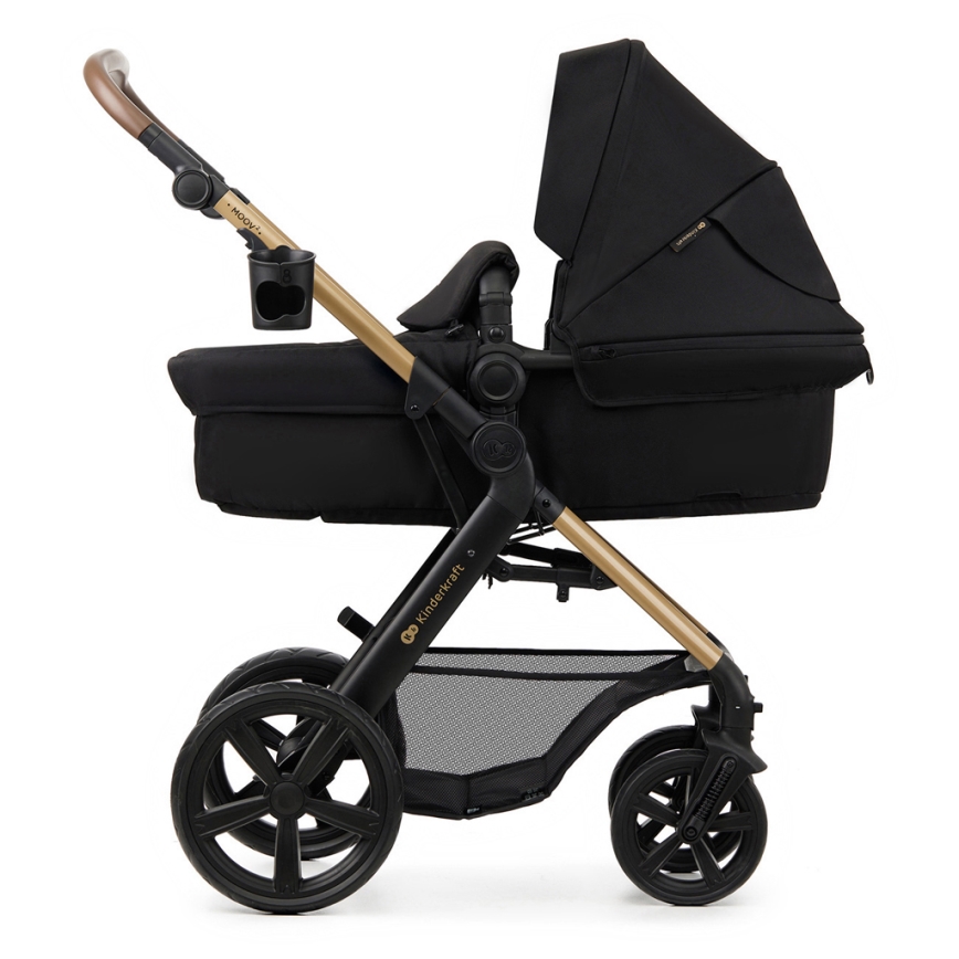 KINDERKRAFT - Kombinovaný kočárek 3v1 MOOV 2 Pure black + autosedačka MINK PRO