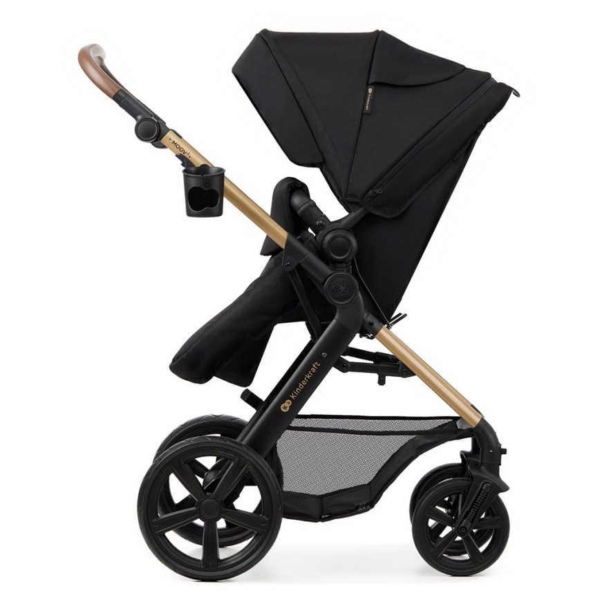 KINDERKRAFT - Kombinovaný kočárek 3v1 MOOV 2 Pure black + autosedačka MINK PRO