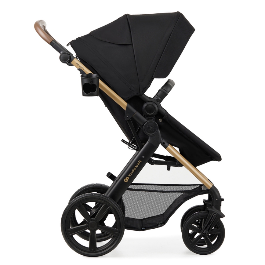KINDERKRAFT - Kombinovaný kočárek 3v1 MOOV 2 Pure black + autosedačka MINK PRO