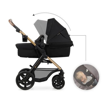 KINDERKRAFT - Kombinovaný kočárek 3v1 MOOV 2 Pure black + autosedačka MINK PRO