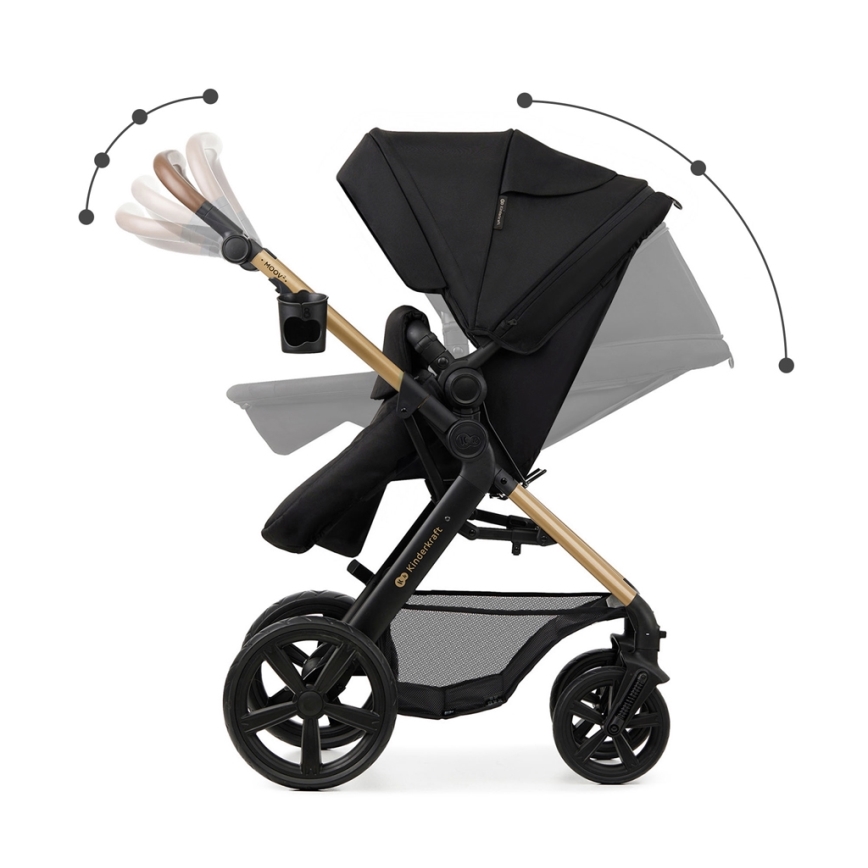 KINDERKRAFT - Kombinovaný kočárek 3v1 MOOV 2 Pure black + autosedačka MINK PRO