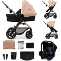 KINDERKRAFT - Kombinovaný kočárek 3v1 MOOV 2 Sand beige + autosedačka MINK PRO