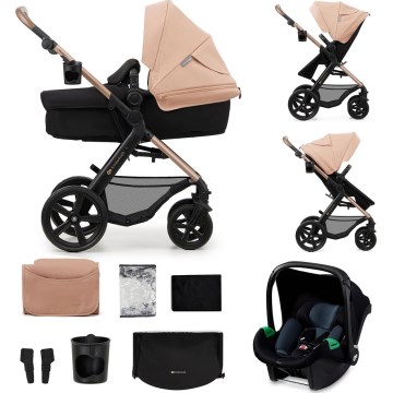 KINDERKRAFT - Kombinovaný kočárek 3v1 MOOV 2 Sand beige + autosedačka MINK PRO
