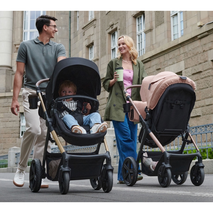 KINDERKRAFT - Kombinovaný kočárek 3v1 MOOV 2 Sand beige + autosedačka MINK PRO
