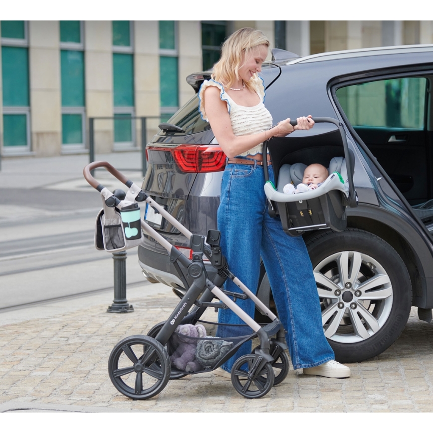 KINDERKRAFT - Kombinovaný kočárek 3v1 MOOV 2 Sand beige + autosedačka MINK PRO