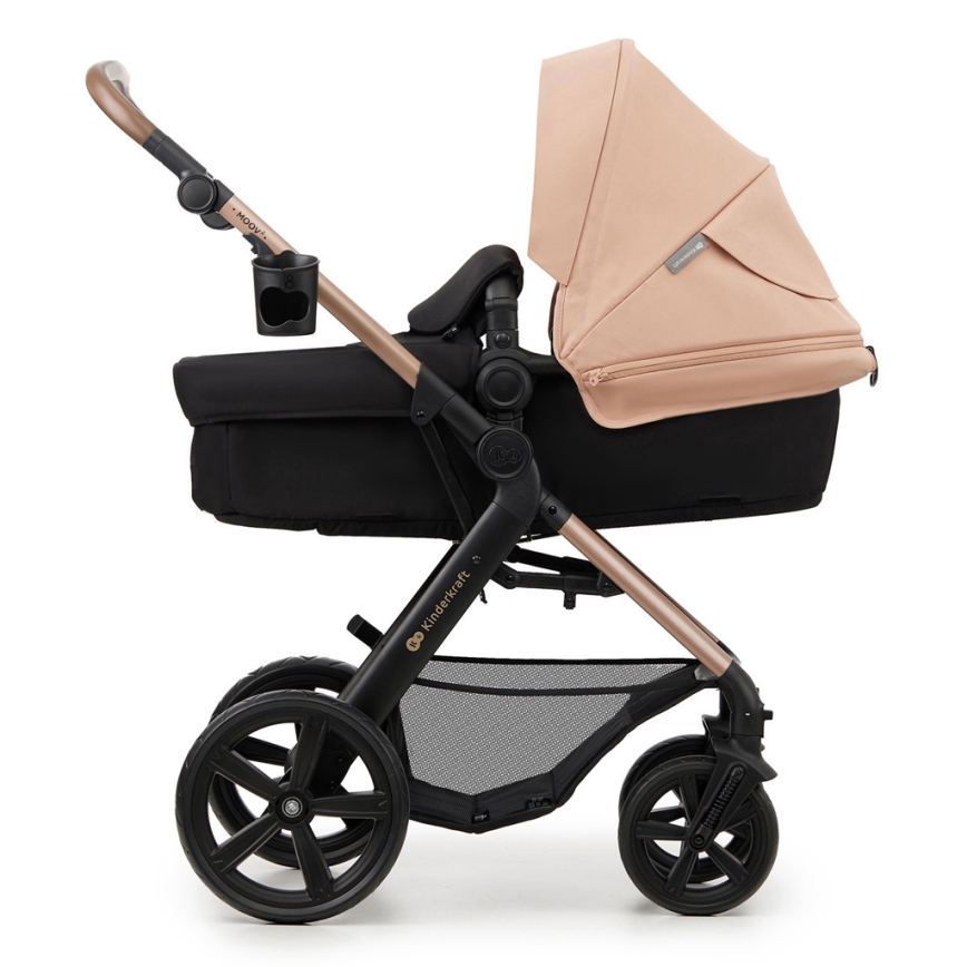 KINDERKRAFT - Kombinovaný kočárek 3v1 MOOV 2 Sand beige + autosedačka MINK PRO