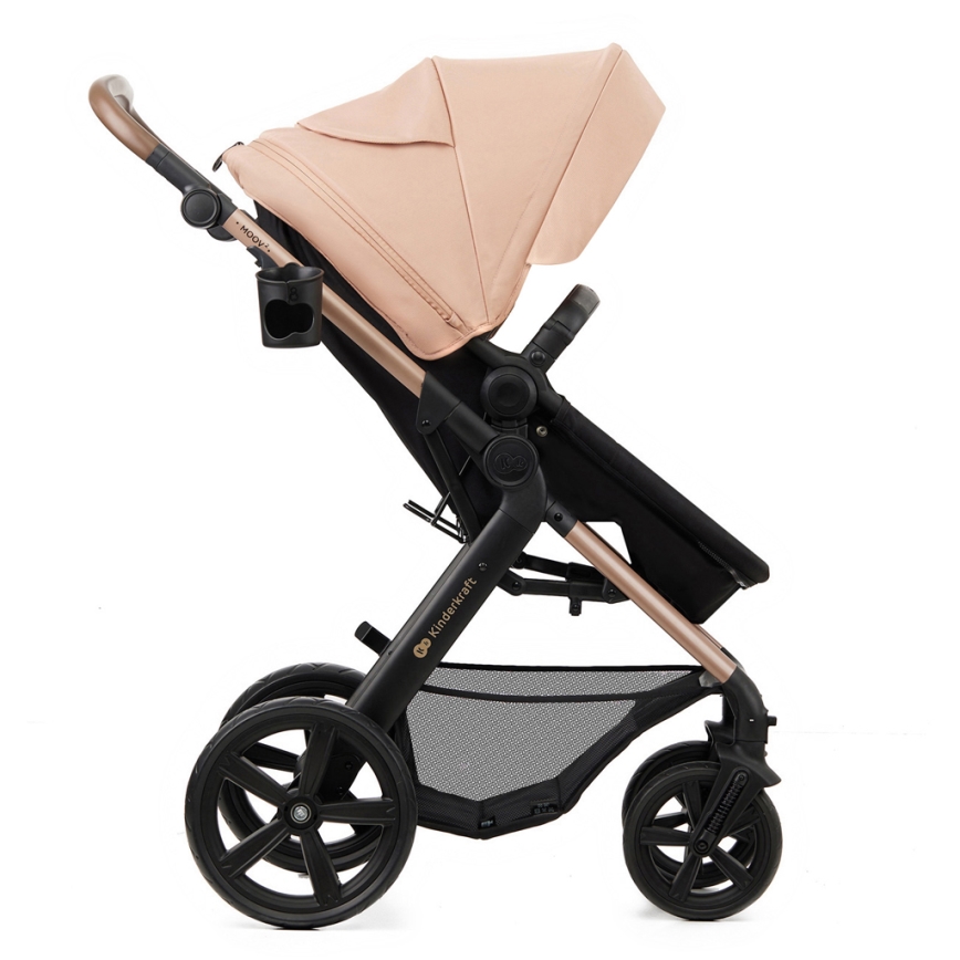 KINDERKRAFT - Kombinovaný kočárek 3v1 MOOV 2 Sand beige + autosedačka MINK PRO