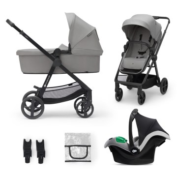 KINDERKRAFT - Kombinovaný kočárek 3v1 NEWLY Moonlight grey  + autosedačka MINK PRO