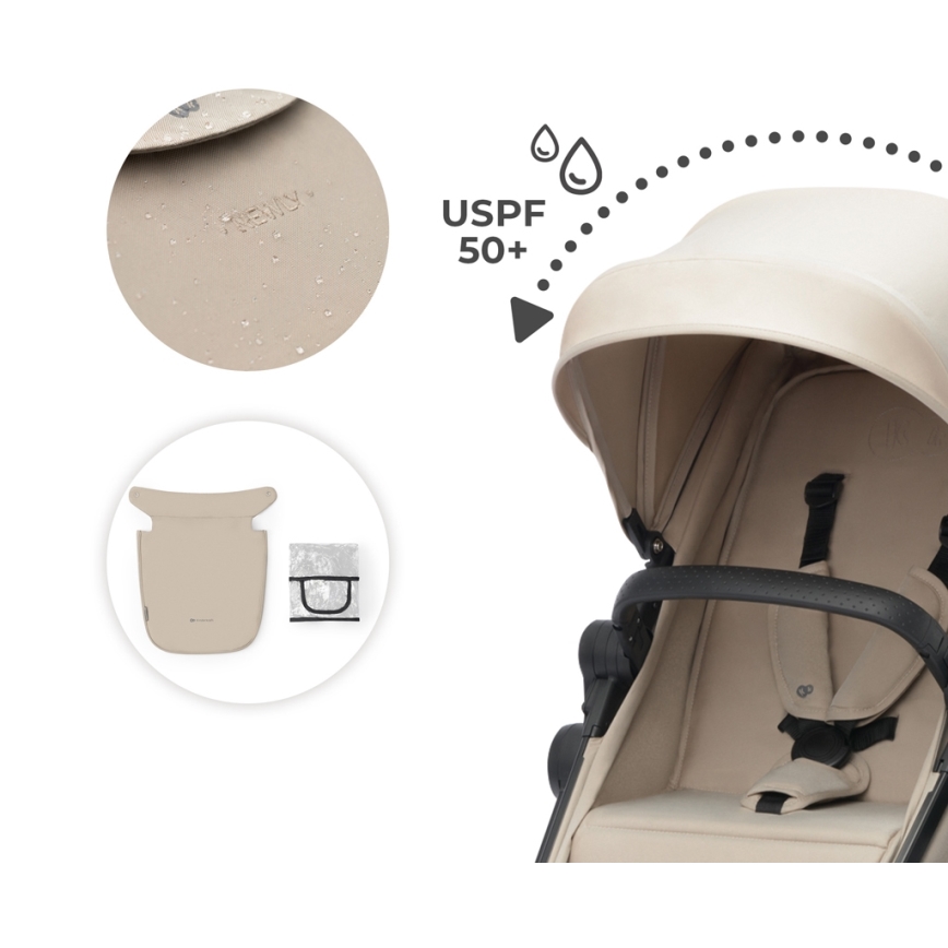 KINDERKRAFT - Kombinovaný kočárek 4v1 NEWLY Classic beige + autosedačka MINK PRO se základnou ISOFIX