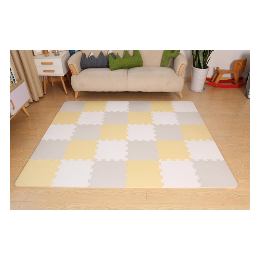 KINDERKRAFT - Pěnové puzzle LUNO 30ks šedá/žlutá
