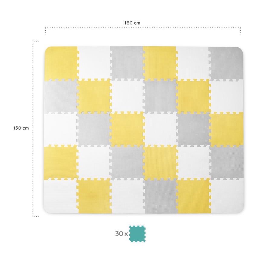 KINDERKRAFT - Pěnové puzzle LUNO 30ks šedá/žlutá