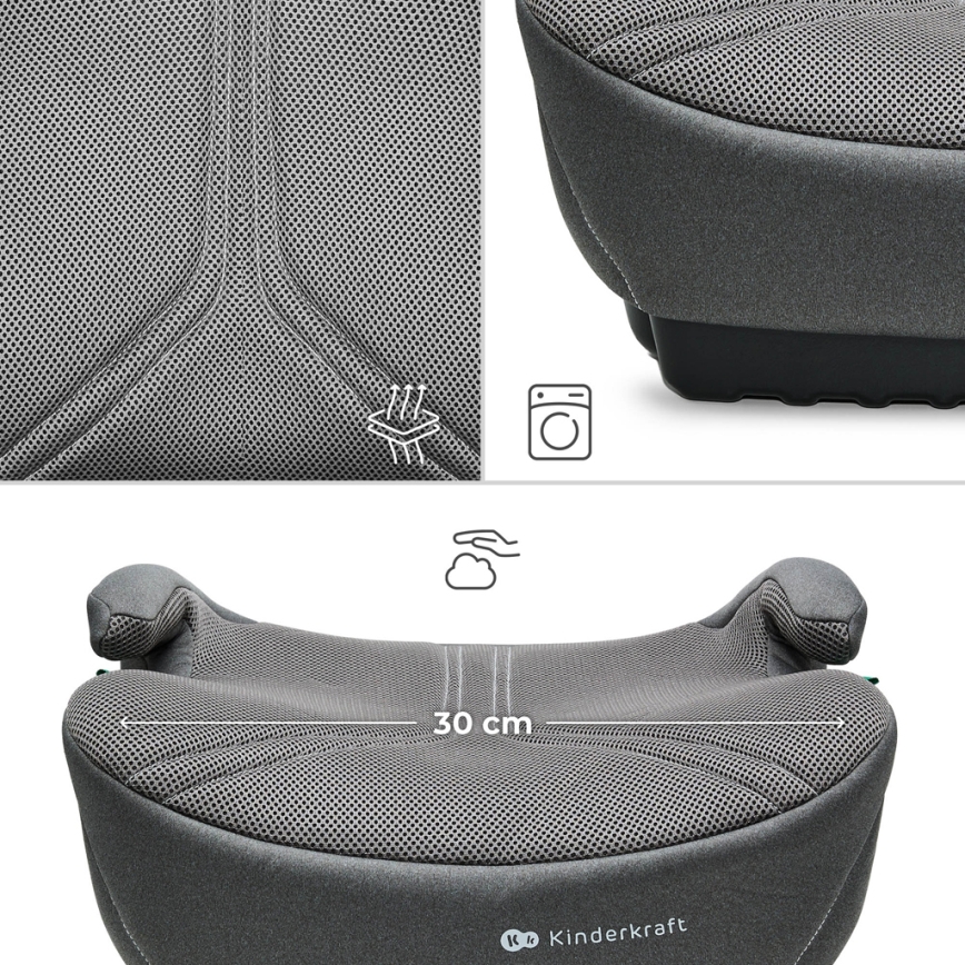 KINDERKRAFT - Podsedák do auta I-BOOST 2 PRO i-Size 125–150 cm šedá
