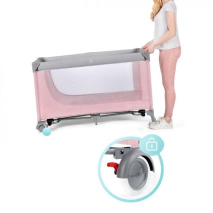 KINDERKRAFT - Cestovní postýlka LEODY růžová