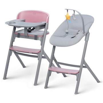 KINDERKRAFT SELECT - Dětská jídelní židle 3v1 LIVY Premium Aster pink + lehátko CALMEE