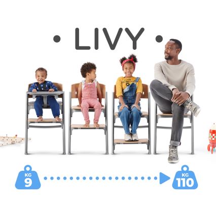 KINDERKRAFT SELECT - Dětská jídelní židle 3v1 LIVY Premium dub
