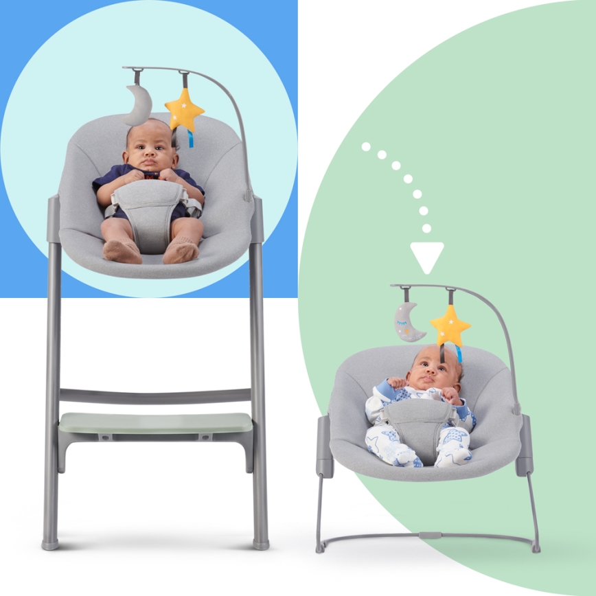 KINDERKRAFT SELECT - Dětská jídelní židle 3v1 LIVY Premium Aster pink + lehátko CALMEE