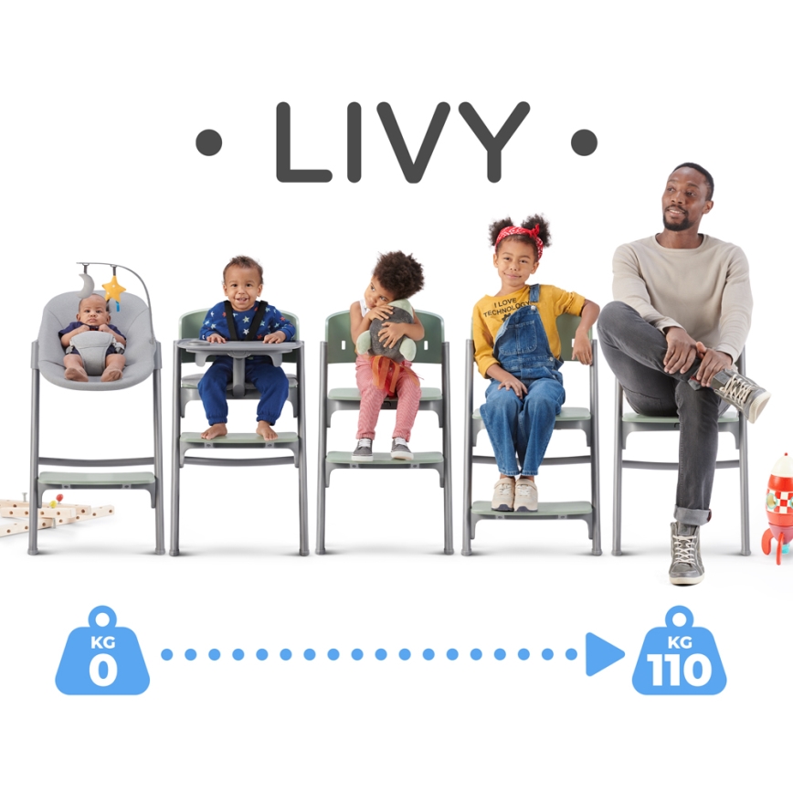 KINDERKRAFT SELECT - Dětská jídelní židle 3v1 LIVY Premium Aster pink + lehátko CALMEE