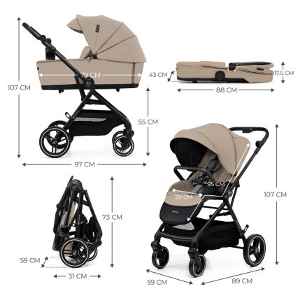 KINDERKRAFT SELECT - Kombinovaný kočárek 2v1 YOXI Sand beige