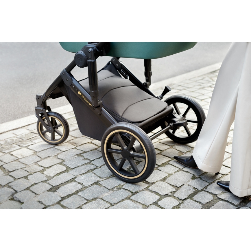 KINDERKRAFT SELECT - Kombinovaný kočárek 3v1 PRIME 2 Premium Dark green + autosedačka
