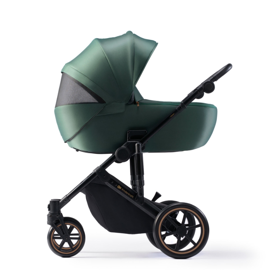 KINDERKRAFT SELECT - Kombinovaný kočárek 3v1 PRIME 2 Premium Dark green + autosedačka