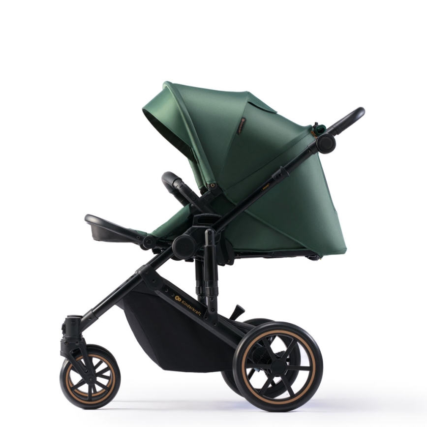 KINDERKRAFT SELECT - Kombinovaný kočárek 3v1 PRIME 2 Premium Dark green + autosedačka