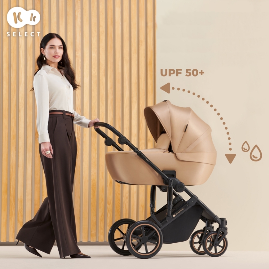 KINDERKRAFT SELECT - Kombinovaný kočárek 3v1 PRIME 2 Premium Sandrose beige + autosedačka