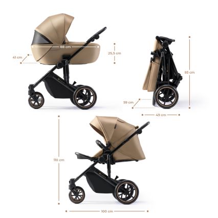 KINDERKRAFT SELECT - Kombinovaný kočárek 3v1 PRIME 2 Premium Sandrose beige + autosedačka