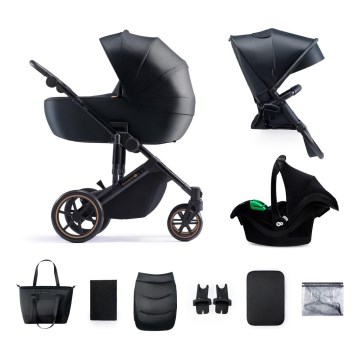 KINDERKRAFT SELECT - Kombinovaný kočárek 3v1 PRIME 2 Premium Venezian black + autosedačka