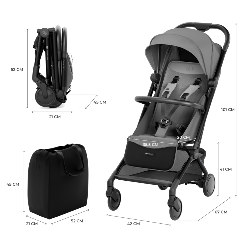 KINDERKRAFT SELECT - Sportovní kočárek PILOT 2 šedá