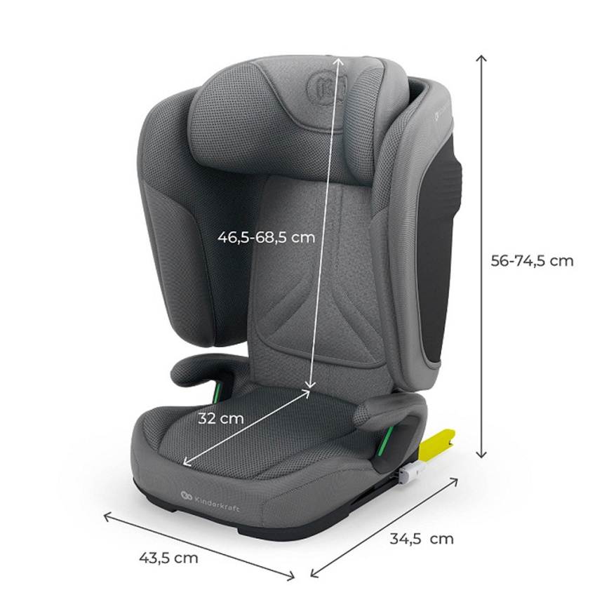 KINDERKRAFT - Skládací autosedačka UNITY 2 i-Size 100-150 cm šedá