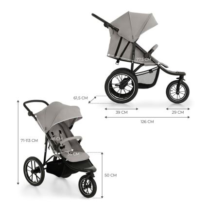 KINDERKRAFT - Sportovní kočárek HELSI2 šedá
