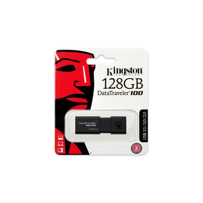 Kingston - Flash Disk DATATRAVELER 100 G3 USB 3.0 128GB černá