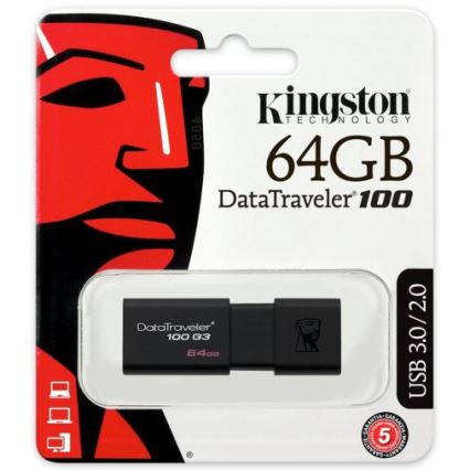 Kingston - Flash Disk DATATRAVELER 100 G3 USB 3.0 64GB černá