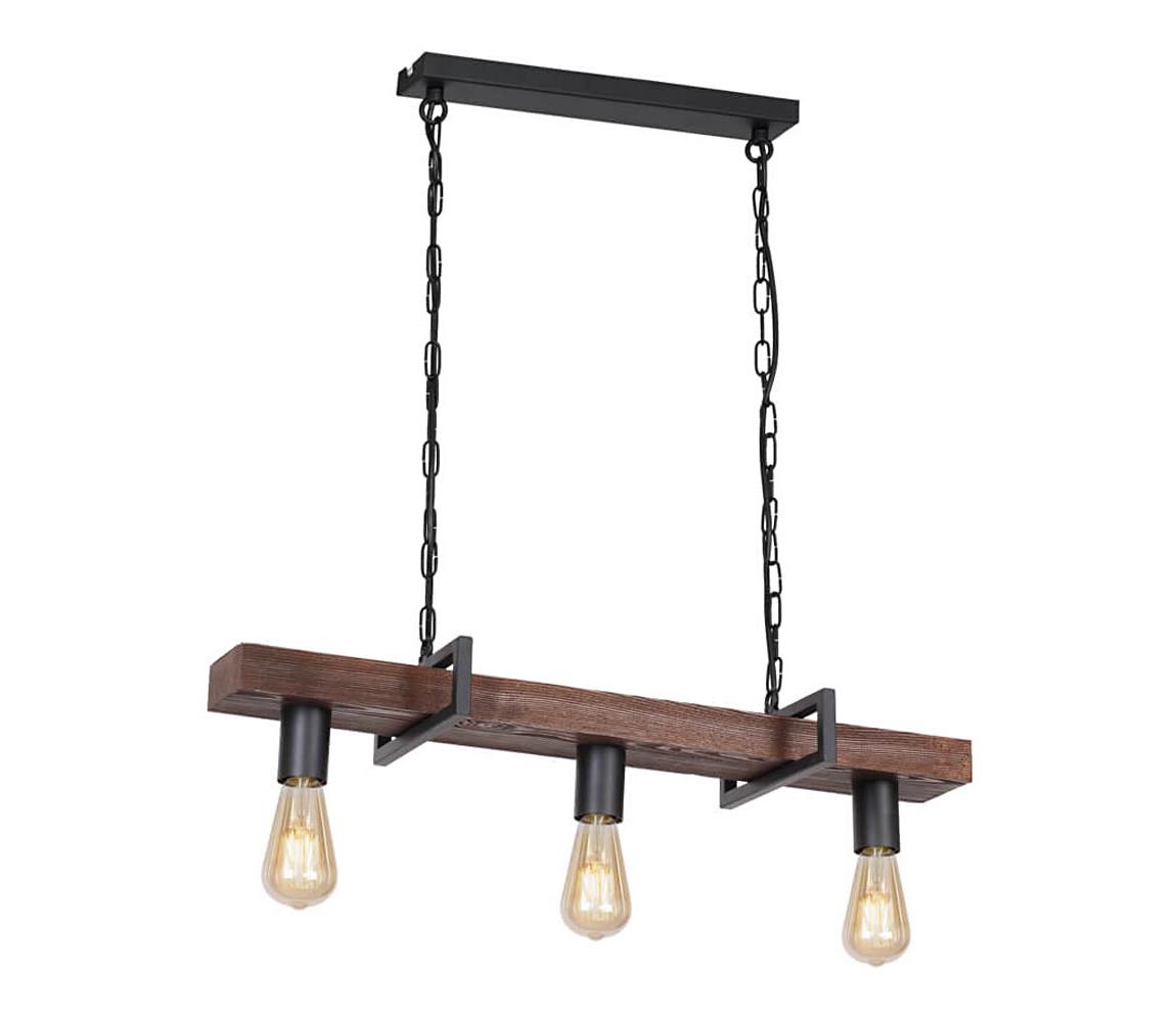 Klausen Klausen 103001 - Lustr na řetězu HARD 3xE27/11W/230V dřevo/černá KS0290